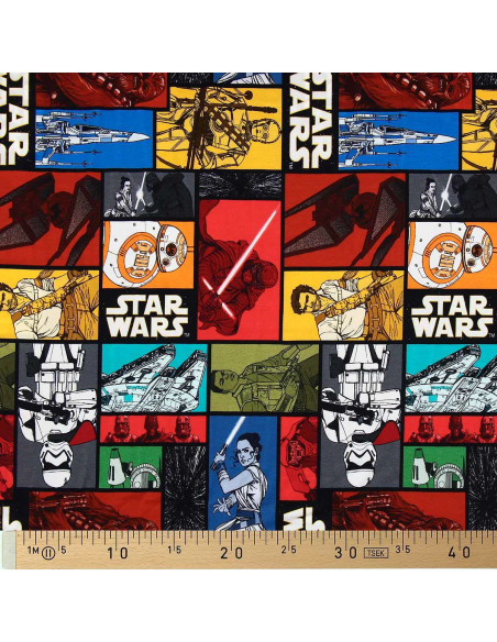 Tessuto jersey Star Wars - Personaggi colorati
