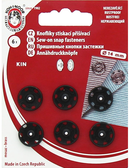 Bottoni a pressione in metallo 14 mm - Nero