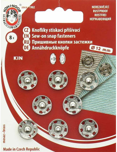 Bottoni a pressione in metallo 12 mm - Argento