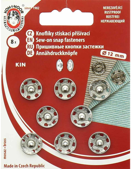 Bottoni a pressione in metallo 12 mm - Argento