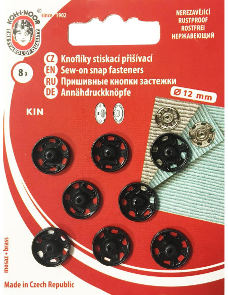 Bottoni a pressione in metallo 12 mm - Nero