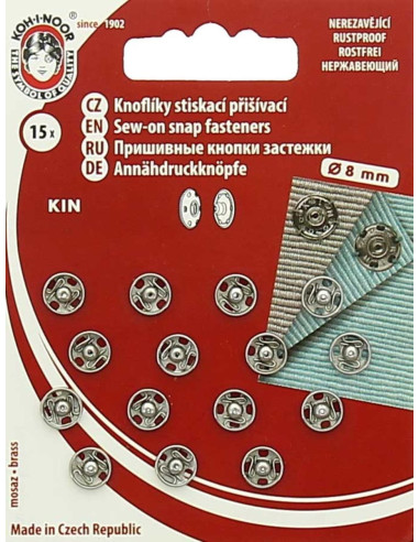 Bottoni a pressione in metallo 8 mm - Argento