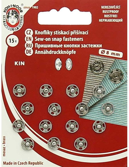Bottoni a pressione in metallo 8 mm - Argento