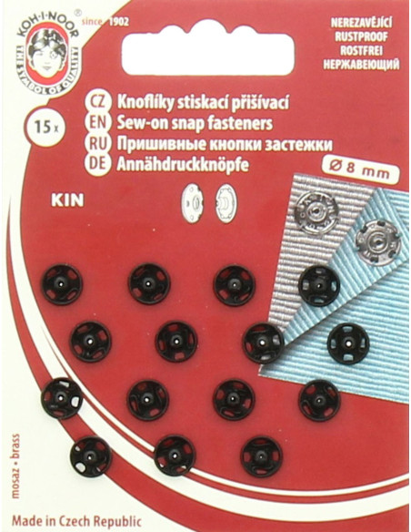 Bottoni a pressione in metallo 8 mm - Nero