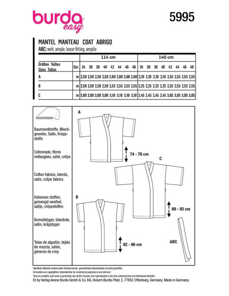 Modello di cappotto - Burda 5995