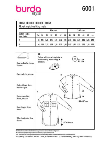 Modello di camicetta - Burda 6001