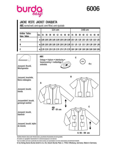 Modello di giacca - Burda 6006