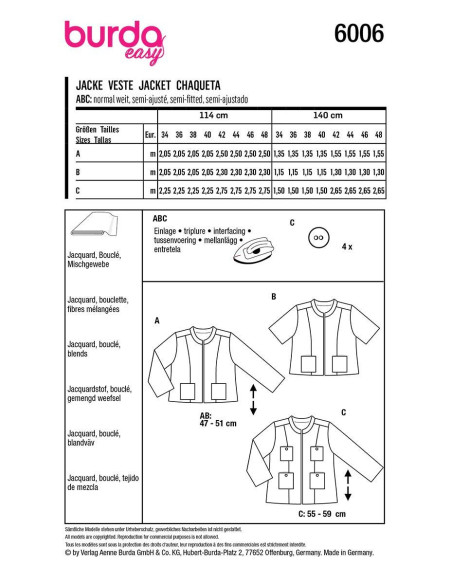 Modello di giacca - Burda 6006
