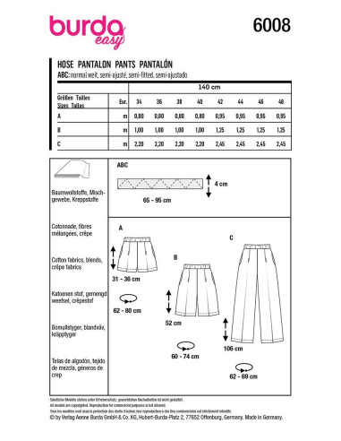 Modello di pantaloni - Burda 6008