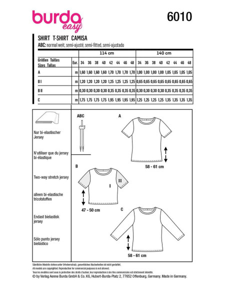 Modello di T-shirt - Burda 6010