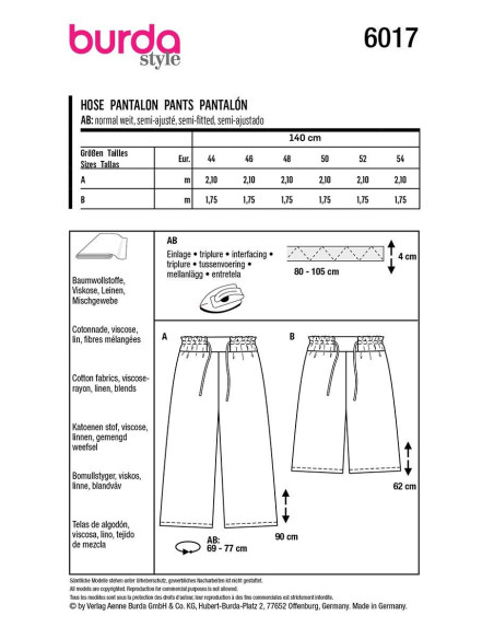 Modello di pantaloni - Burda 6017