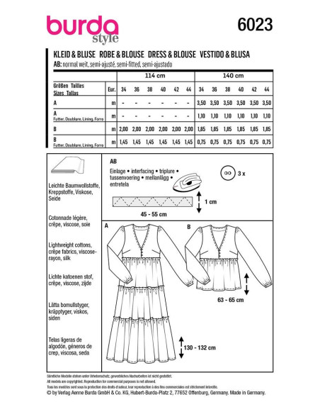 Modello di abito e camicetta - Burda 6023