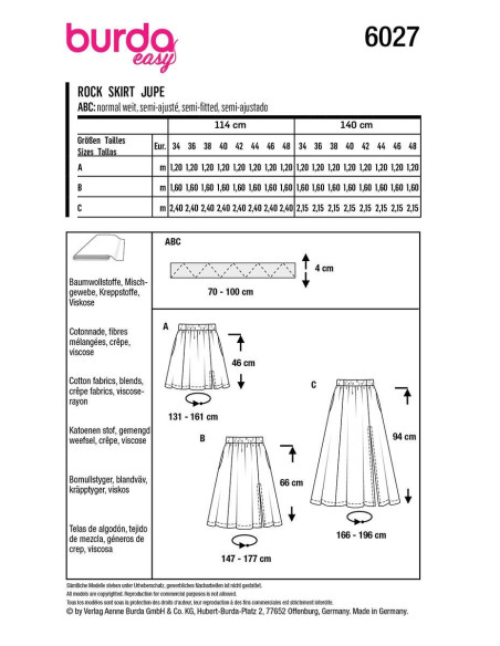 Modello di gonna - Burda 6027