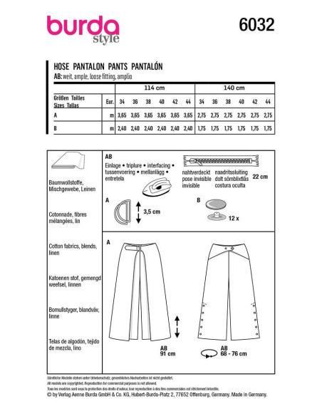 Modello di pantaloni - Burda 6032