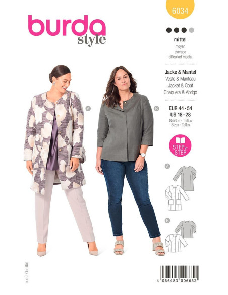 Modello di giacca e cappotto - Burda 6034