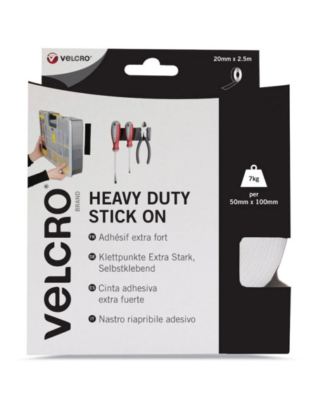VELCRO® Brand Nastro autoadesivo a strappo fissaggio estremo 50mm x 2,5M bianco