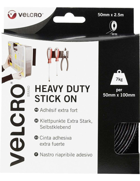 Nastro autoadesivo a strappo VELCRO® Brand fissaggio estremo 50mm x 2,5M nero
