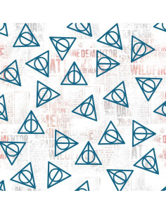 Tessuto cotone - Harry Potter i doni della morte bianco e blu