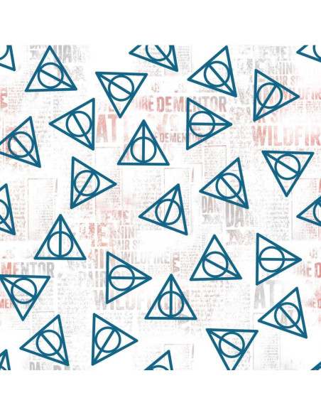 Tessuto cotone - Harry Potter i doni della morte bianco e blu
