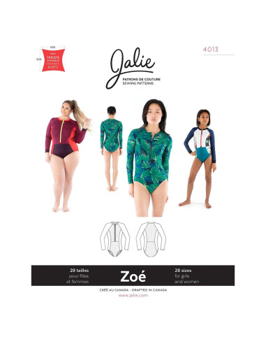 Modello di maglia con zip a maniche lunghe Zoé - Jalie 4013