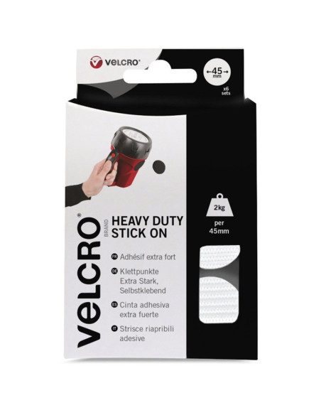 Pastiglie adesive autoadesive VELCRO® Brand a fissaggio estremo 45mm x 6 Bianche