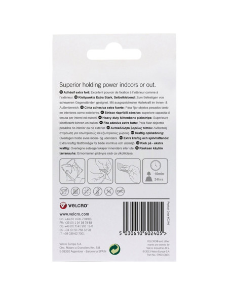 VELCRO® Brand Strisce autoadesive a presa forte 50mm x 100mm x 2 Bianco