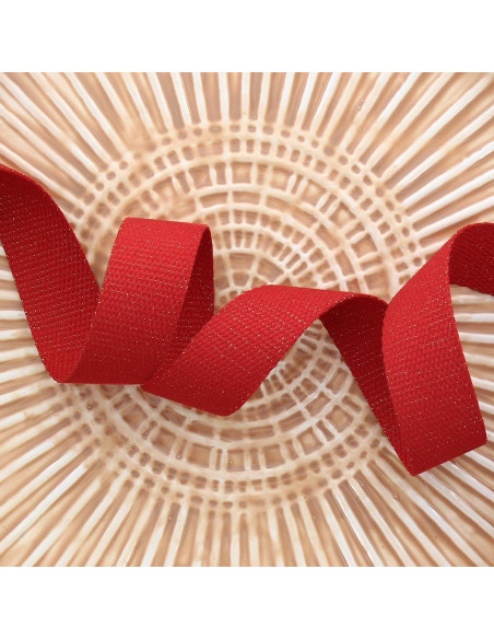 Cinghia in poliestere lurex effetto cotone - Rosso e oro