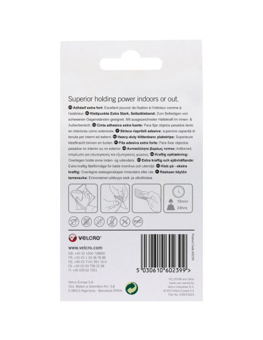 VELCRO® Brand Strisce autoadesive a fissaggio estremo 50mm x 100mm x 2 Nero
