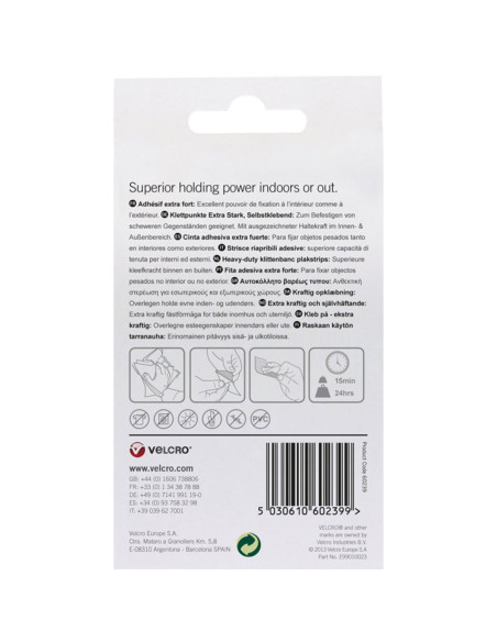 VELCRO® Brand Strisce autoadesive a fissaggio estremo 50mm x 100mm x 2 Nero