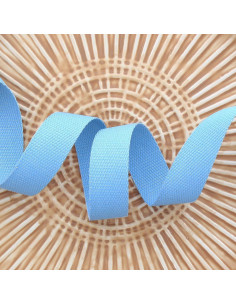 Cinghia in poliestere lurex effetto cotone - Blu pastello e argento