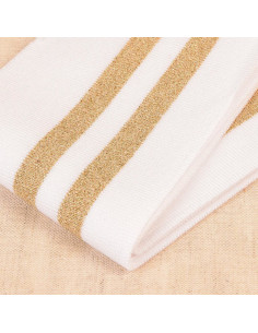Polsini e orlo a coste - Bianco con righe dorate