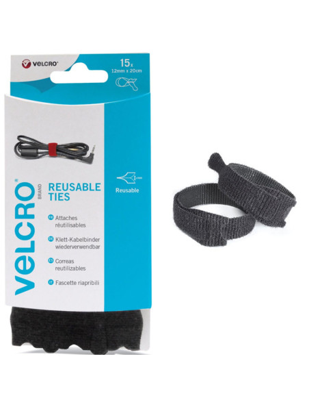 VELCRO® ONE-WRAP® Fascette per cavi 12mm x 20cm x 15 nero