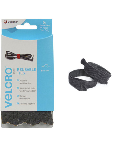 VELCRO® ONE-WRAP® Fascette per cavi 12mm x 20cm x 6 nero