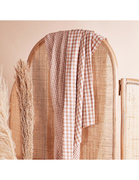 Tessuto doppia garza vichy Off-White Maple - Atelier Brunette