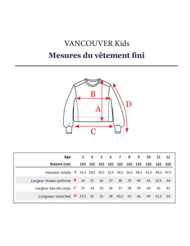 Modello di felpa corta Vancouver kids - Ikatee