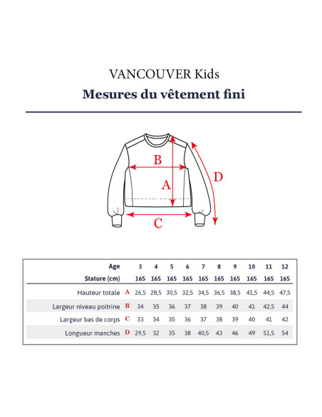 Modello di felpa corta Vancouver kids - Ikatee