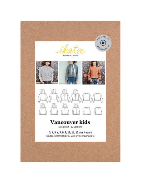 Modello di felpa corta Vancouver kids - Ikatee