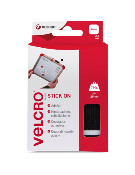 VELCRO® Brand Quadrati adesivi autoadesivi 25mm x 24 nero