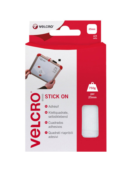 VELCRO® Brand Quadrati autoadesivi 25mm x 24 bianchi