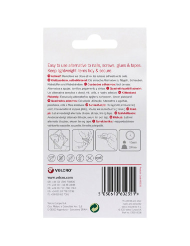 VELCRO® Brand Quadrati autoadesivi 25mm x 24 bianchi
