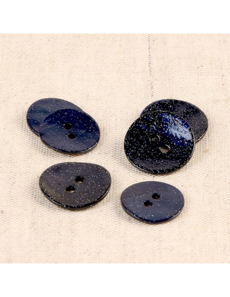 Bottone madreperla glitter - Blu marino