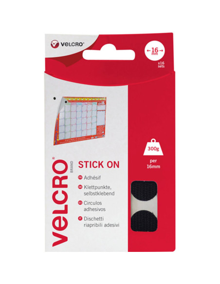 Pastiglie adesive autoadesive VELCRO® Brand 16mm x 16 nere