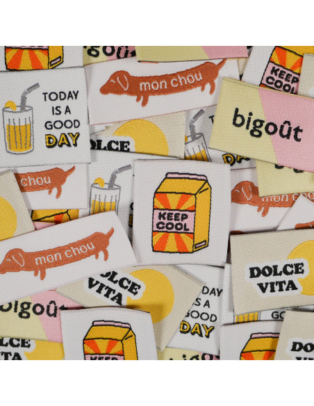 Set di 5 etichette tessute - Assortimento Funny
