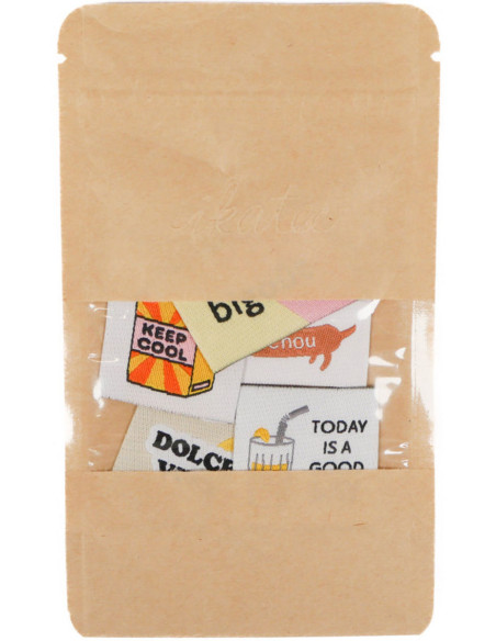Set di 5 etichette tessute - Assortimento Funny