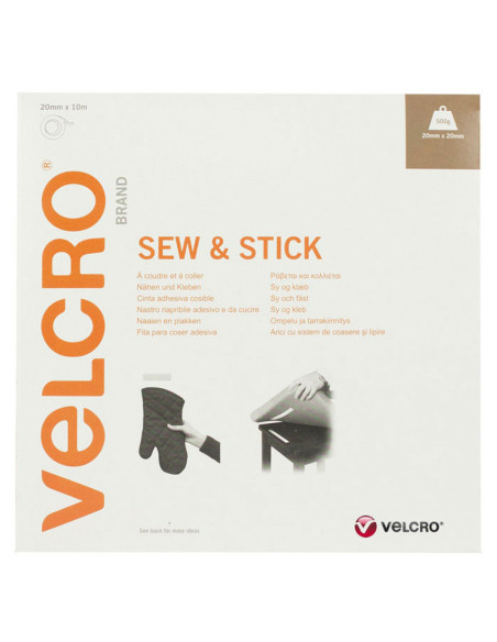 VELCRO® Brand Nastro autoadesivo misto (adesivo e da cucire) 20mm X 10M nero