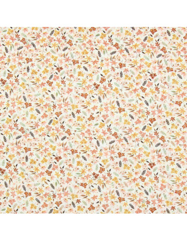 Tessuto voile di cotone floreale - Violetta corallo