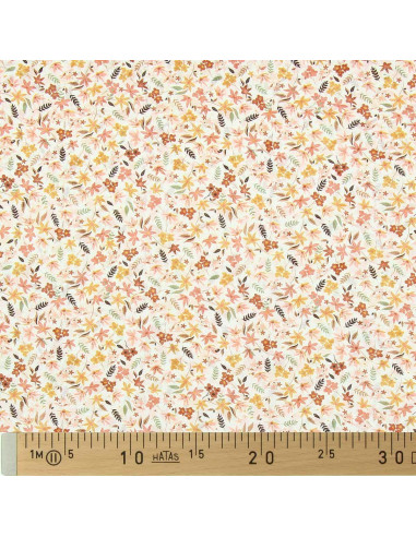 Tessuto voile di cotone floreale - Violetta corallo