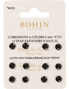Bottoni a pressione da cucire 6 mm Bohin - Nero