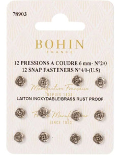 Bottoni a pressione da cucire 6 mm Bohin - Argento