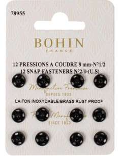 Bottoni a pressione da cucire 8 mm Bohin - Nero